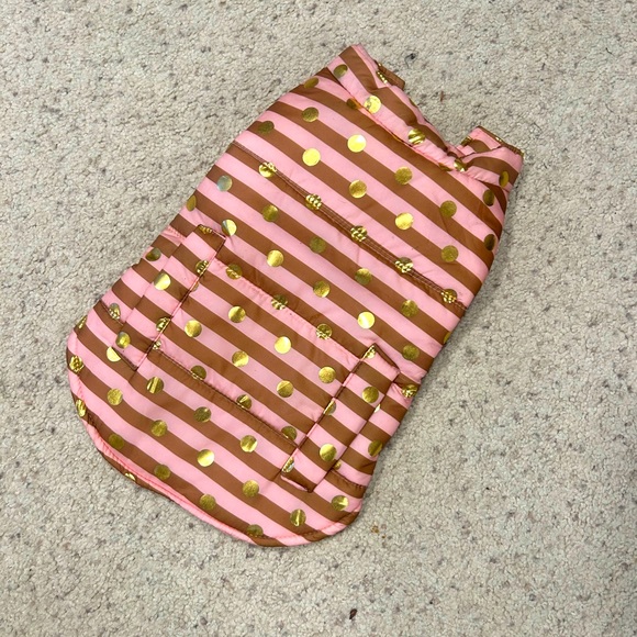 Top paw pink and gold quilted small dog coat - Picture 1 of 11